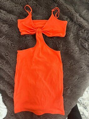 Bright orange mini dress